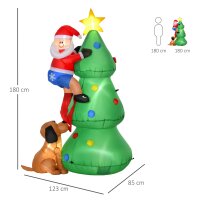 Aufblasbarer Weihnachtsbaum, Weihnachtsdekoration, 1,8 m, inkl. Gebläse, 123 cm x 85 cm x 180 cm, Grün + Rot