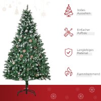 Künstlicher Weihnachtsbaum 180 cm Kieferbaum künstlich mit 59 Zapfen, Schnee, 1111 Spitzen für drinnen