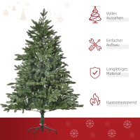 Künstlicher Weihnachtsbaum 150 cm Tannenbaum künstlich mit 444 Spitzen, 3 verschiedenen Blätterformen flammhemmend Christbaum mit Metallständer für drinnen