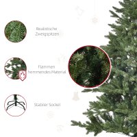 Künstlicher Weihnachtsbaum 150 cm Tannenbaum künstlich mit 444 Spitzen, 3 verschiedenen Blätterformen flammhemmend Christbaum mit Metallständer für drinnen