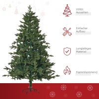 Künstlicher Weihnachtsbaum 180 cm Tannenbaum künstlich mit 748 Spitzen, 3 verschiedenen Blätterformen flammhemmend Christbaum mit Metallständer für drinnen