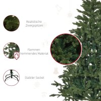 Künstlicher Weihnachtsbaum 180 cm Tannenbaum künstlich mit 748 Spitzen, 3 verschiedenen Blätterformen flammhemmend Christbaum mit Metallständer für drinnen