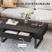Couchtisch Wohnzimmertisch mit Schublade Modern Sofatisch mit Metallrahmen Beistelltisch Kaffeetisch für Wohnzimmer 110 x 60 x 40 cm, Dunkelgrau
