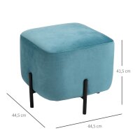 Fußhocker Fußstütze gepolstert Polyester Stahl Schaumstoff Türkis 44,5 x 44,5 x 41,5 cm