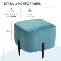 Fußhocker Fußstütze gepolstert Polyester Stahl Schaumstoff Türkis 44,5 x 44,5 x 41,5 cm