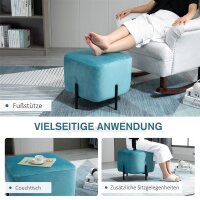 Fußhocker Fußstütze gepolstert Polyester Stahl Schaumstoff Türkis 44,5 x 44,5 x 41,5 cm