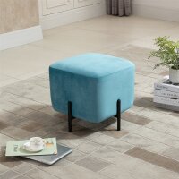 Fußhocker Fußstütze gepolstert Polyester Stahl Schaumstoff Türkis 44,5 x 44,5 x 41,5 cm