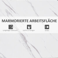 Bartisch in Marmoroptik, Stahlrahmen, Nivellierfüße, 120x40x100 cm, Weiß/Schwarz