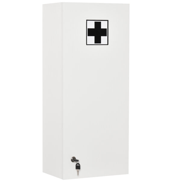 Medizinschrank Arzneischrank Wandschrank Hängeschrank mit verstellbarer Ablage Erste-Hilfe-Kreuz abschließbar für Badezimmer Küche Flur Weiß 30x20x70 cm
