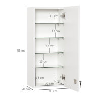 Medizinschrank Arzneischrank Wandschrank Hängeschrank mit verstellbarer Ablage Erste-Hilfe-Kreuz abschließbar für Badezimmer Küche Flur Weiß 30x20x70 cm