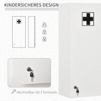 Medizinschrank Arzneischrank Wandschrank Hängeschrank mit verstellbarer Ablage Erste-Hilfe-Kreuz abschließbar für Badezimmer Küche Flur Weiß 30x20x70 cm