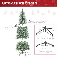 Künstlicher Weihnachtsbaum, 630 Zweige, 37 Zapfen, verschneite Spitzen, feuerfest, 180 cm