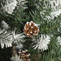 Künstlicher Weihnachtsbaum, 630 Zweige, 37 Zapfen, verschneite Spitzen, feuerfest, 180 cm