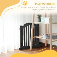 Absperrgitter Hund 3-teilig, 154,5 x 61 cm Faltbar Hundegitter mit Tür, Türschutzgitter mit 2 Stützfüßen, Freistehend Treppengitter für Küche, Flur, Schwarz