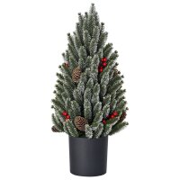 Mini Weihnachtsbaum mit Tannenzapfen, roten Beeren und...