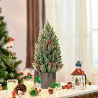 Mini Weihnachtsbaum mit Tannenzapfen, roten Beeren und...