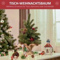 Mini-Weihnachtsbaum Weihnachtsdekoration, inkl. Schmuck, rote Beeren, 50 cm hoch, inkl. Zementsockel, Grün + Mehrfarbig