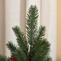 Mini-Weihnachtsbaum Weihnachtsdekoration, inkl. Schmuck, rote Beeren, 50 cm hoch, inkl. Zementsockel, Grün + Mehrfarbig