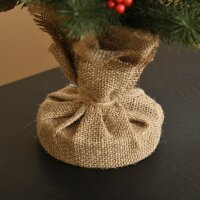 Mini-Weihnachtsbaum Weihnachtsdekoration, inkl. Schmuck, rote Beeren, 50 cm hoch, inkl. Zementsockel, Grün + Mehrfarbig
