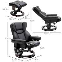 Relaxsessel mit Massagefunktion Fußhocker Liegefunktion Kunstleder 79 x 82 x 101 cm