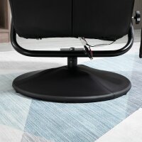 Massagesessel mit Hocker, Drehbares Relaxsessel mit Massagefunktion, Elektrisches Fernsehsessel mit Liegefunktion, Fernbedienung für Wohnzimmer, Kunstleder, Schwarz