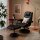 Massagesessel mit Hocker, Drehbares Relaxsessel mit Massagefunktion, Elektrisches Fernsehsessel mit Liegefunktion, Fernbedienung für Wohnzimmer, Kunstleder, Schwarz