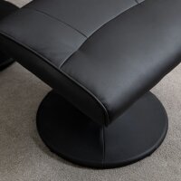 Relaxsessel mit Fußhocker, Elektrischer Massagesessel mit Liegefunktion, 10 Massagepunkte, Drehbarer Fernsehsessel mit Seitentasche, Fernbedienung, Kunstleder, Schwarz