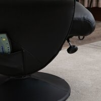 Relaxsessel mit Fußhocker, Elektrischer Massagesessel mit Liegefunktion, 10 Massagepunkte, Drehbarer Fernsehsessel mit Seitentasche, Fernbedienung, Kunstleder, Schwarz