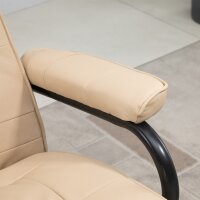 Massagesessel mit Hocker, Drehbares Relaxsessel mit Massagefunktion, Elektrisches Fernsehsessel mit Liegefunktion, Fernbedienung für Wohnzimmer, Kunstleder, Creme