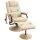 Massagesessel mit Hocker, Drehbares Relaxsessel mit Massagefunktion, Elektrisches Fernsehsessel mit Liegefunktion, Fernbedienung für Wohnzimmer, Kunstleder, Creme