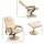 Massagesessel mit Hocker, Drehbares Relaxsessel mit Massagefunktion, Elektrisches Fernsehsessel mit Liegefunktion, Fernbedienung für Wohnzimmer, Kunstleder, Creme