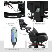 Massagesessel mit Fußhocker, 10 Vibrationspunkte, 145° verstellbare Rückenlehne, Schwarz
