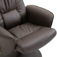 Relaxsessel mit Hocker, drehbarer Fernsehsessel mit 10 Massagepunkte, Liegefunktion, Massagesessel mit Fernbedienung, Seitentasche, TV-Sessel, Kunstleder, Braun