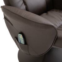 Relaxsessel mit Hocker, drehbarer Fernsehsessel mit 10 Massagepunkte, Liegefunktion, Massagesessel mit Fernbedienung, Seitentasche, TV-Sessel, Kunstleder, Braun