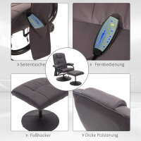 Massagesessel Relaxsessel, inkl. Fußhocker, 10 Vibrationspunkte, 1 Fernbedienung; 77 cm x 84 cm x 95 cm, Braun
