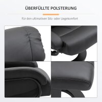 Relaxsessel mit Fußhocker, Massagesessel mit Liegefunktion, Elektrischer Liegesessel mit Fernbedienung, Fernsehsessel mit Seitentasche, Kunstleder, Schwarz