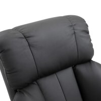 Relaxsessel mit Fußhocker, Massagesessel mit Liegefunktion, Elektrischer Liegesessel mit Fernbedienung, Fernsehsessel mit Seitentasche, Kunstleder, Schwarz