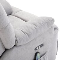 Sessel mit Aufstehhilfe, Massagesessel, Relaxsessel mit USB-Anschluss, Fernsehsessel mit Fernbedienung, Seitentasche, Neigebarer TV-Sessel mit Samtoptik, Grau