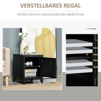 Nachttisch, Beistelltisch mit verstellbarem Regal, Tür, Nachtschrank für Schlafzimmer, Wohnzimmer, Metall, Schwarz, 50 x 40 x 47,5 cm