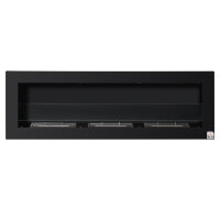 Ethanol-Kamin Bio-Ethanol-Brenner 3 Brennboxen 1L 3 Std. Brenndauer 2000W kein Rauch wandmontiert Stahl gehärtetes Glas Schwarz 120 x 15 x 40 cm