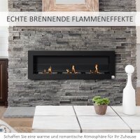 Ethanol-Kamin Bio-Ethanol-Brenner 3 Brennboxen 1L 3 Std. Brenndauer 2000W kein Rauch wandmontiert Stahl gehärtetes Glas Schwarz 120 x 15 x 40 cm