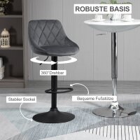 2er-Set Barhocker, Höhenverstellbare Barstuhl mit Lehne, Samtoptik, Metallgestell, Fußstütze, drehbare, Dunkelgrau