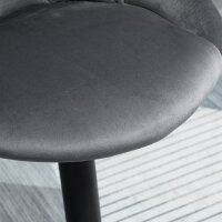 2er-Set Barhocker, Höhenverstellbare Barstuhl mit Lehne, Samtoptik, Metallgestell, Fußstütze, drehbare, Dunkelgrau