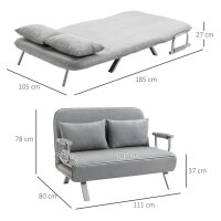 Schlafsofa, Doppelsofa, Gästebett, inklusive 2 Kissen, Grau