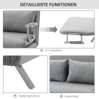 Schlafsofa, Doppelsofa, Gästebett, inklusive 2 Kissen, Grau