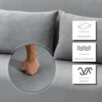 Schlafsofa, Doppelsofa, Gästebett, inklusive 2 Kissen, Grau