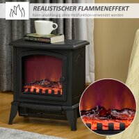 Elektrokamin freistehend, Flammeneffekt, 2 Heizmodi 1000W/2000W, gehärtetes Glas, Schwarz, 36,5x24x45,5 cm