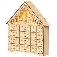 Adventskalender mit LED-Beleuchtung, 24 Schubladen,...