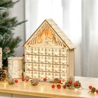 Adventskalender mit LED-Beleuchtung, 24 Schubladen,...