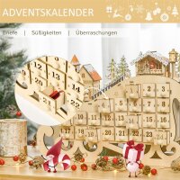 Adventskalender zum Befüllen mit 24 Schubladen LED-Lichtern Schlitten-Form, DIY Weihnachtskalender Weihnachts-Countdown-Kalender Geschenk für Kinder Erwachsene